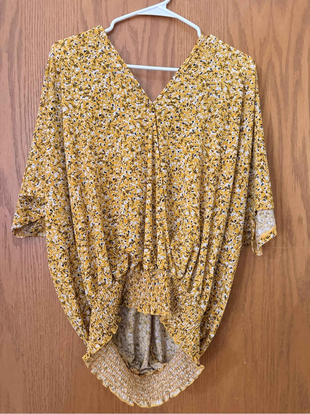 Daytrip Yellow Floral V-Neck Smocked Tunic